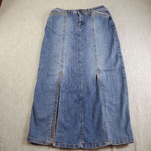Vintage Vezucci Skirt Womens 6 Blue Jean Knee Length Fly Pleated Denim